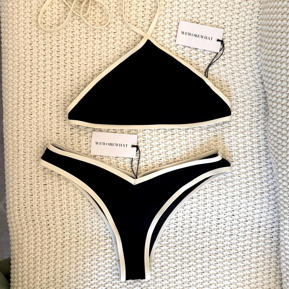 WeWoreWhat Black Bikini with White Trim